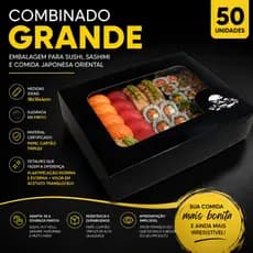 Embalagem Combinado Grande 18x15x4cm Caixa de Sushi Sashimi Comida Japonesa Oriental
