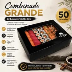 Embalagem Combinado Grande 18x15x4cm Caixa de Sushi Sashimi Comida Japonesa Oriental