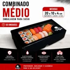 Embalagem Combinado Médio 20x10x4cm Caixa de Sushi Sashimi Comida Japonesa Oriental