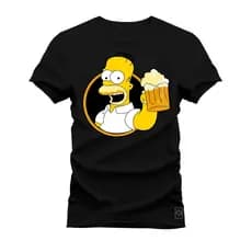 Camiseta Camisa Premium Masculina Estampada Homer Simpson Beer Cerveja Lançamento Tecido Macio em Alta Qualidade