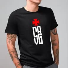 Camisa Camiseta Algodão Vasco Premium CRVG Cruz de Malta Grande Confortável Masculino Básico Time Carioca