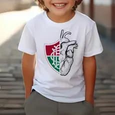 Camiseta Do Fluminense Infantil Camisa Premium do Fluzão de Criança Blusinha de Time Branca Juvenil Tricolor Carioca