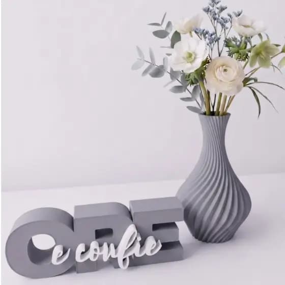 Kit Decorativo 3D Gratidão + Vaso Origami Decoração Moderna Sala Escritório Quarto Presente Criativo Ore Confie