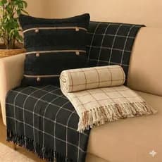 Manta para Sofá 240x180 Kit 2 Mantas Quadro Tecido Grosso Duas Cores Capa de Sofá Cama King Sala