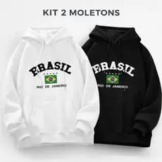 Kit Moletom Brasil Unissex Casaco Flanelado Algodão Premium