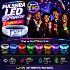 Até 50 pulseiras LED, ativadas por som, com três tipos de luzes piscantes: casamento, festa e cerimónia de formatura.