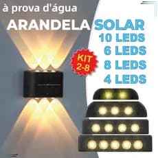 Kit de 2 a 10 lâmpadas solares para parede. 6/8/10/12 LED. Lâmpada de projeção à prova d'água para parede