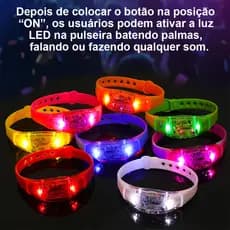 Até 50 Pulseiras LED Ativada por Som que Pisca ao Música com 3 Modos de Luz para Festa, Aniversário, Balada e Formatura