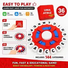Versão em Português - Jogo de Tabuleiro Tapple Stop Trava Letras com Temporizador para Familia 24cm