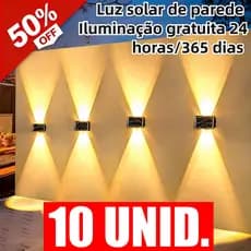 Até 10 Luminárias de Parede Externa Solar LED, Auto Ligar/Desligar, À Prova d'Água para Pátio Jardim