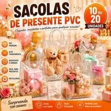 10/20 peças Bolsas Presente 2 tamanhos Embalagem Transparente Fosca Pvc Alça Redonda Praia Piscina Tendência Verão Prese