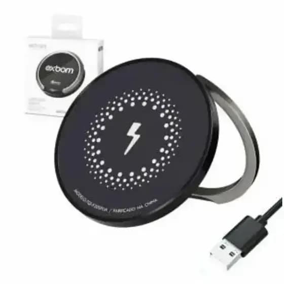 CARREGADOR DE INDUÇÂO MEGSAFE EXBOM QI 15W USB TQI-F20SPUA