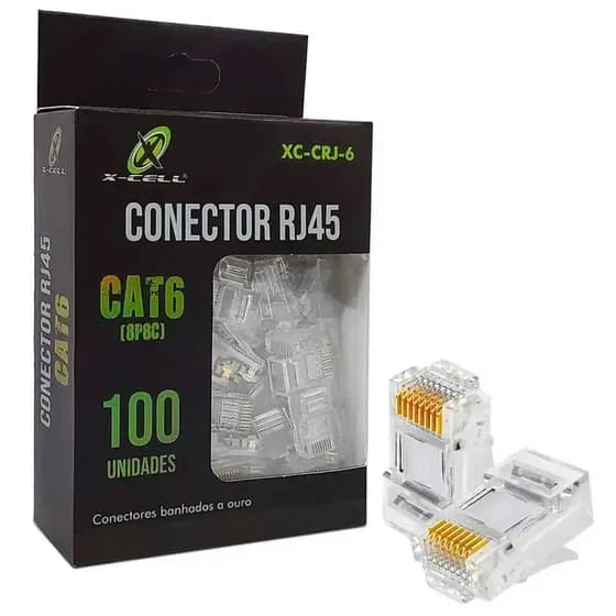 CONECTOR RJ45 CAT6 COM 100 UNIDADES X-CELL XC-CRJ-6