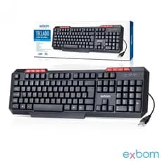 TECLADO GAMER EXBOM MULTIMIDIA USB PADRÃO BK-G136
