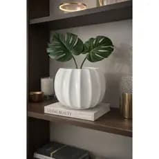 Vaso Cachepot Redondo Grande em Cerâmica Decorativa