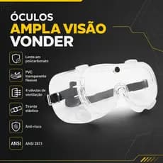 Oculos Ampla Visão Vonder Com Válvulas Antiembaçante Proteção Epe Químico Pintura Original