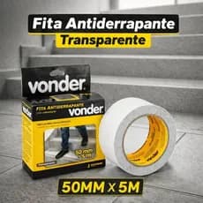 Fita Antiderrapante Transparente Vonder 50mm x 5m para Escadas e Pisos - Segurança e Discreta