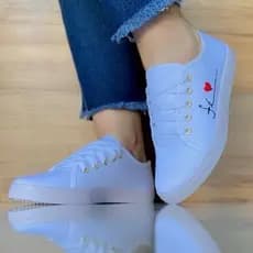 Tenis Feminino Lançamento Liso Fé Coração Bordado Leve Confortável