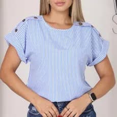 Blusa Feminina T-shirt Listrada Manga Japonesa Dobrada Tendencia 2026
