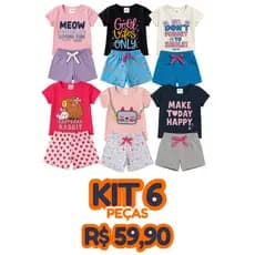 Combo 6 Peças Roupa Menina Verão Kit Em Algodão