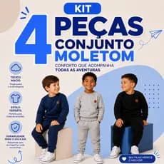 Kit 4 Peças LISOS Moletom Menino Infantil Masculino Conjunto Inverno Roupa Casual Resistente Cores Sortidas