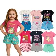 Kit Sortido 6 Peças Roupa Infantil Menina - Combo 3 Conjuntos Verão femenino Sortidos