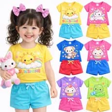 Kit Sortido 2 ou 4 peças Roupa Infantil Menina Verão Conjunto Infantil Bebê Feminino Verão Conjuntos Entrega Rápida