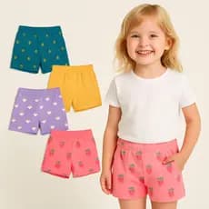Kit 2 Shorts de Moletom Menina Verão Infantil- Kit 2 Bermudas para Meninas Verão- Shorts Feminino Infantil Sortidas