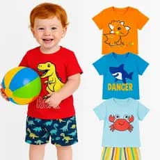 Kit Sortido 2 ou 6 Peças De Roupa Infantil Menino VERÃO Conjuntos Infantil Bebê Masculino Verão Manga Curta e Shorts
