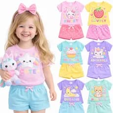 Kit Sortido 2 ou 6 peças Roupa Infantil Verão Menina Conjunto Infantil  Feminina Conjuntos de Bebê Menina Verão Infantil