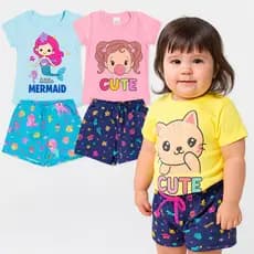 kit Sortido 2 ou 6 peças Roupa Criança MENINA Verão Conjuntos Infantil Menina Conjunto Infantil Verão Menina Sortidos