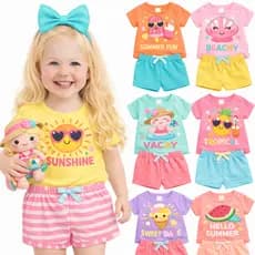 Kit Sortido 2 ou 4 peças Roupa Infantil Bebê Verão Conjunto Infantil Feminino Verão Conjuntos de Menina Verão Sortidos