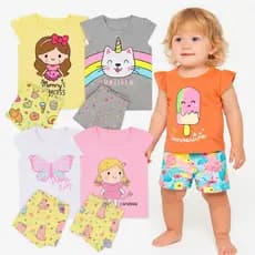 Kit Sortido 2 ou 4 peças Roupa Infantil Menina VERÃO Conjunto Infantil Bebê Feminino Conjuntos Menina Manga Curta
