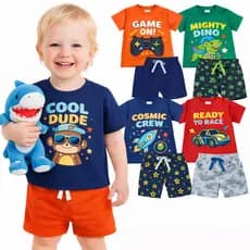 Kit Sortidos 2 ou 4 Peças De Roupa Infantil Bebê Menino Verão Conjunto de Verão  Masculino Roupa de Menino Verão