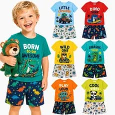 Kit Sortido 2 ou 4 Peças Roupa Infantil Menino Verão Conjunto Masculino Criança Bebê Verão Manga Curta