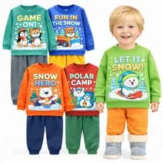 Kit Sortido 2 ou 6 Peças de Moletom Infantil Bebê Menino INVERNO Conjuntos Moletom Infantil Masculino Inverno Flanelado