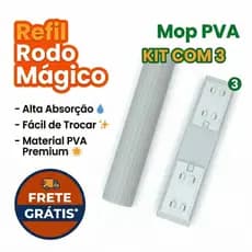 KIT 3 Refis Rodo Mágico Mop Torcer Mop Fácil Celeste Rodo Mágico Absorvente Torcer Dobrável
