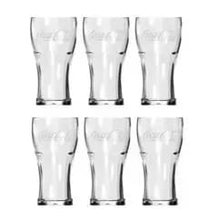 Jogo de copos Coca Cola Vidro 470 ml Contour Nadir 6 peças.