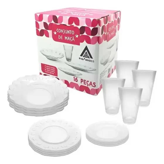 Aparelho de Jantar 16 peças vidro resistente.