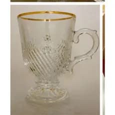Jogo com 6 xícaras caneca  de Vidro com borda dourada 200ml.