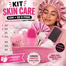 Kit Completo de Cuidados Capilares e Skincare Touca de Cetim Escovas Massageador Tiara faixa nuvem Autocuidado Feminino