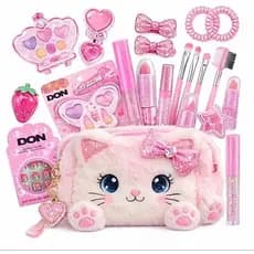 Kit Maquiagem Infantil Criança Completo Menina Bolsa Acessórios Cabelo Unhas Postiça Brilho Labial Paleta sombras