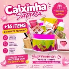 CAIXINHA SURPRESA FEMININA – KIT DE BELEZA COMPLETO MAQUIAGEM ACESSÓRIOS SKINCARE CUIDADOS CAPILAR PRESENTE FEMININO
