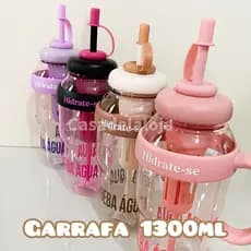 Garrafa de Água Resistente 1300ml com Filtro, Tampa e Canudo - Academia Escola Trabalho Faculdade