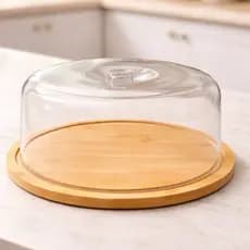 Boleira de Bambu com Tampa em Acrílico Resistente Organizador Multiuso Decoração