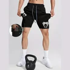 Short esportivo compressão fitness 2 em 1 masculino estilo gym snake cobra confortavel