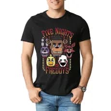 Camiseta De Algodão Estampa Five Nights At  Freddy Game Blusa Colarinho Exclusiva Limitada