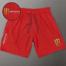 Bermuda Calção Esportiva de Elastano Masculina  Monster Energy Academia Corrida Skate Basquete Otaku