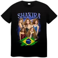 Camiseta Basica Algodão Shakira Estampa Exclusiva LAS MUJERES YA NO LLORAN WORLD Tour Unissex