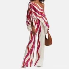Conjunto Feminino Oversized Boêmio 2026 - Blusa com Manga Morcego e Calça Wide Leg - Perfeito para Dia a Dia e Passeios